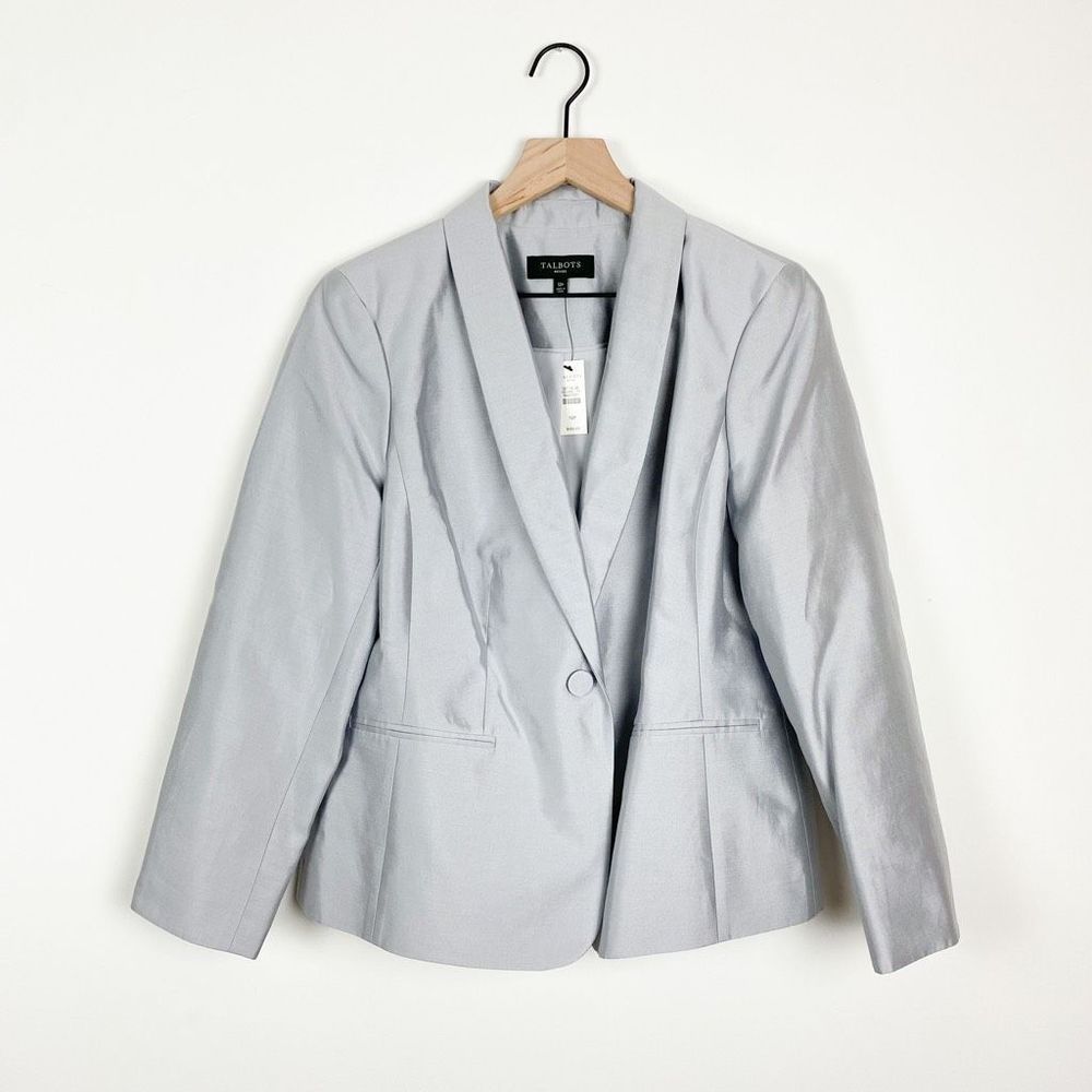 NWT Talbots Silver Gray Single Button Blazer Space Age Futuristic Preppy Jacket